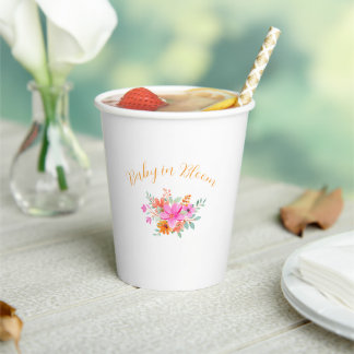 Gobelets En Papier Bébé en Fleur douche fleurie d'été