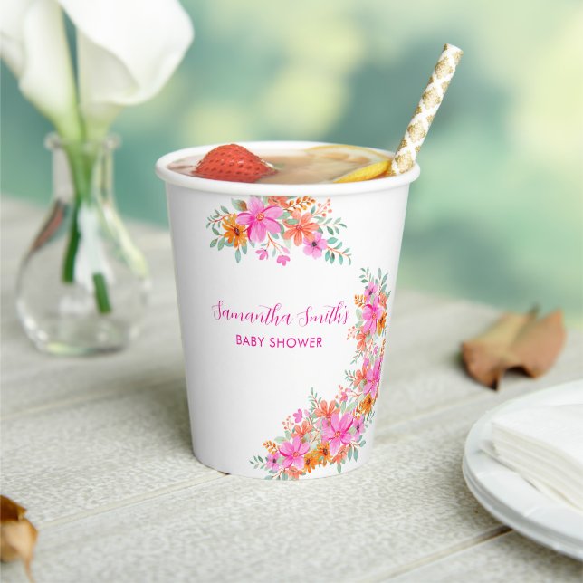 Gobelets En Papier Bébé en Fleur douche fleurie d'été (Insitu)