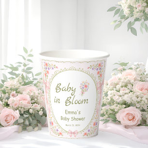 Gobelets En Papier Bébé en fleurs Fille Baby Shower Fleur des champs