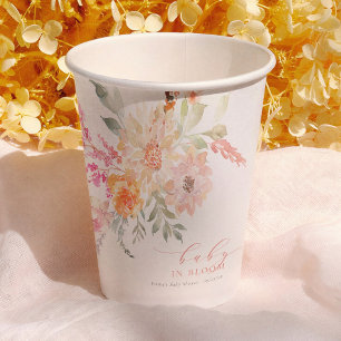 Gobelets En Papier Bébé en fleurs rose fuchsia Baby Shower de printem