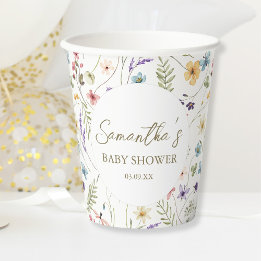 Gobelets En Papier Bébé fleur sauvage dans le Baby shower en fleurs