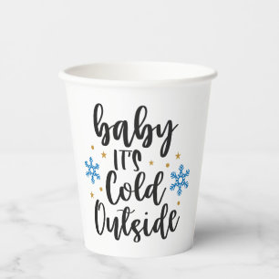 Gobelets En Papier Bébé Il fait froid dehors Élégant Script Flocon de