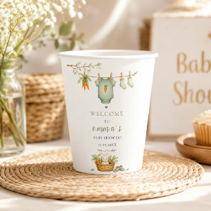 Gobelets En Papier Bébé Local Né Rustique Lapin Modifiable