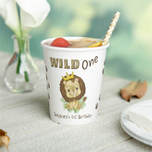 Gobelets En Papier Bébé mignon Lion 1er Anniversaire sauvage un