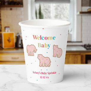 Gobelets En Papier Bébé Saupoudrer Animal Cookies Fille Baby shower