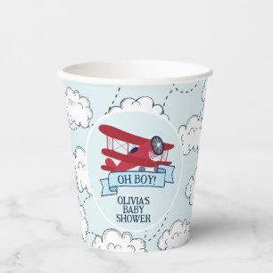Gobelets En Papier Bébé shower Avion Rouge