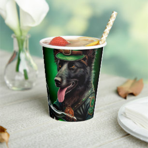 Gobelets En Papier Belgian Shepherd conduite vélo St. Patrick's Day