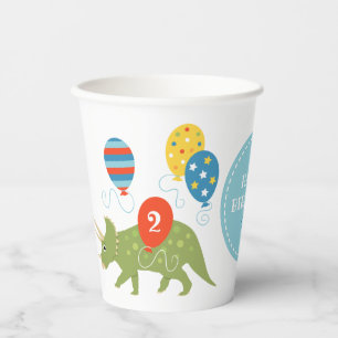 Gobelets En Papier Belle Anniversaire Dinosaur Tricératops Nom person