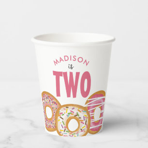 Gobelets En Papier Belle Donuts colorés deux deuxième 2e anniversaire