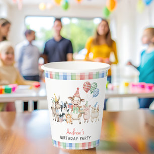 Gobelets En Papier Belle ferme Animaux fête d'anniversaire