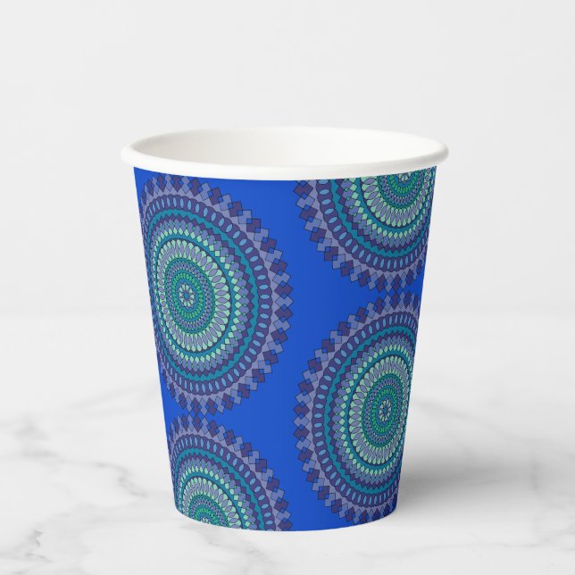Gobelets En Papier Belle fête bleue et verte (Recto)