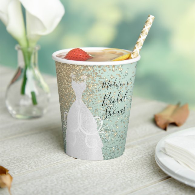 Gobelets En Papier Belle Fête des mariées - Mint Green (Insitu)