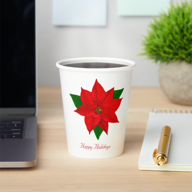 Gobelets En Papier Belle Fleur de Noël Poinsettia (Insitu)