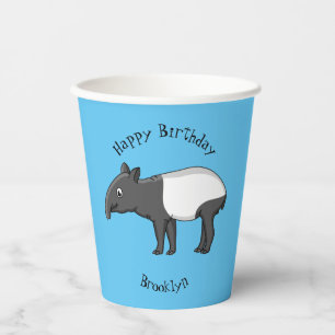 Gobelets En Papier Belle illustration de tapir de dessin animé
