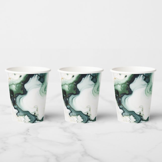Gobelets En Papier Belle marbre vert Turquoise Agate (Multi)