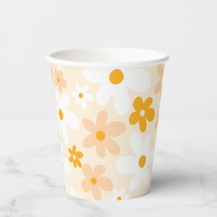 Gobelets En Papier Belle marguerite jaune et blanche