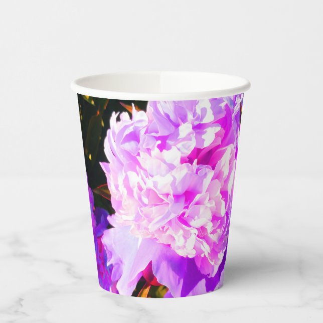 Gobelets En Papier Belle Peonies roses rond (Gauche)