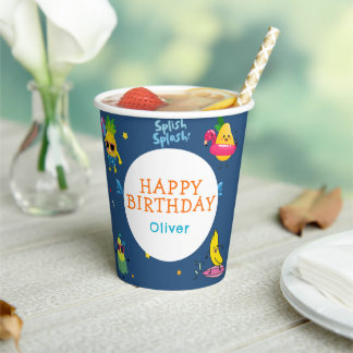 Gobelets En Papier Belle piscine d'été Caractère Fruit Anniversaire