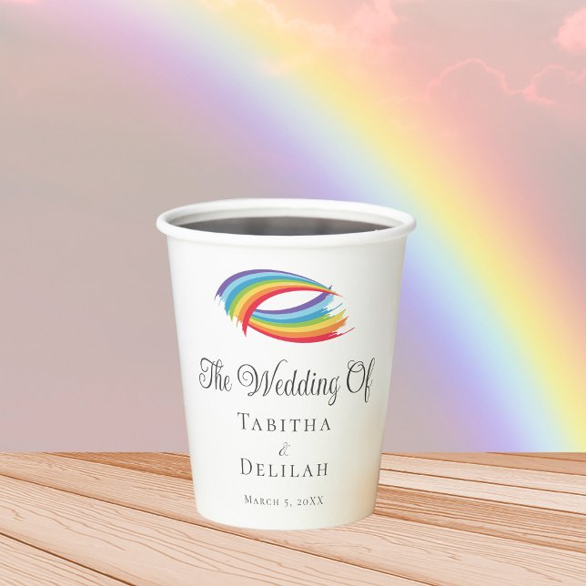 Gobelets En Papier Belle vague arc-en-ciel Mariage personnalisé (Créateur téléchargé)