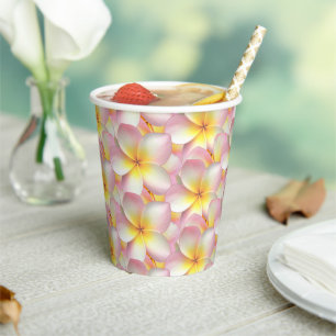 Gobelets En Papier Belles fleurs de frangipanier Plumeria pastel