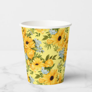 Gobelets En Papier Belles fleurs jaunes
