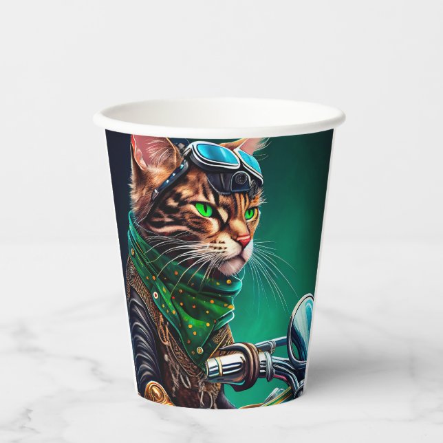 Gobelets En Papier Bengal Chat conduire vélo St. Patrick's Day (Recto)