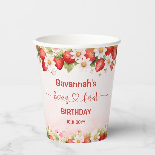 Gobelets En Papier Berry First Birthday (Recto)