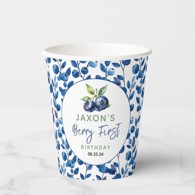 Gobelets En Papier Berry First Blueberry 1er Anniversaire (Recto)