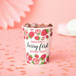 Gobelets En Papier Berry First Strawberry 1er fête d'anniversaire Per