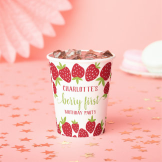 Gobelets En Papier Berry First Strawberry 1er fête d'anniversaire Per
