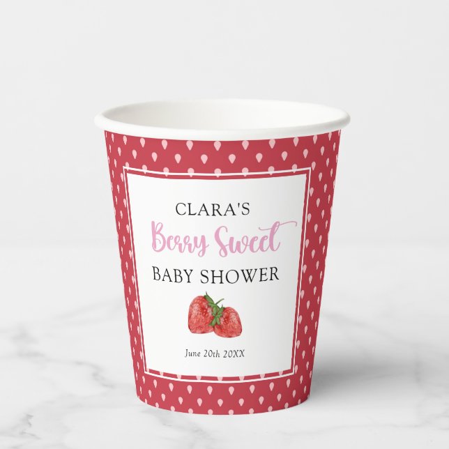 Gobelets En Papier Berry fraise Baby shower sucré (Recto)