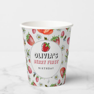 Gobelets En Papier Berry Premier anniversaire Fraise fête d'anniversa