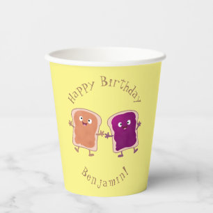 Gobelets En Papier Beurre d'arachide mignonne et caricature sandwich