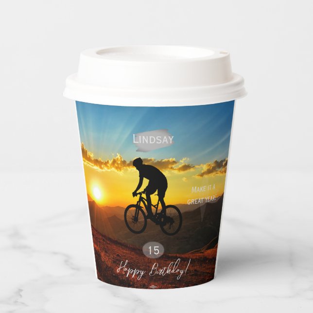 Gobelets En Papier Bicycle Rider Anniversaire Party Paper Cup HAMbyWG (Recto)