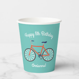 Gobelets En Papier Bicyclette mignonne Enfants Vélo Anniversaire Fê