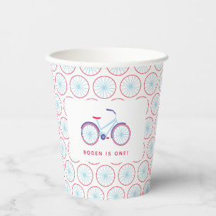Gobelets En Papier Bicyclette Party Rouge Bleu Personnalisé