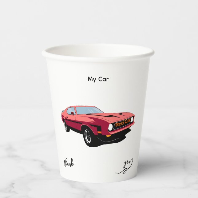 Gobelets En Papier Big Red Car Custom Text Party Cup (Recto)