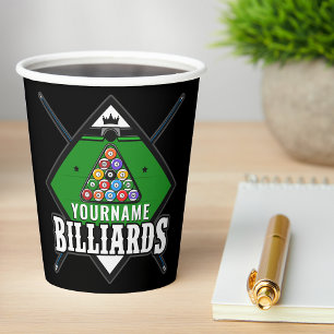 Gobelets En Papier Billard personnalisé NOM Cue Rack Pool Room