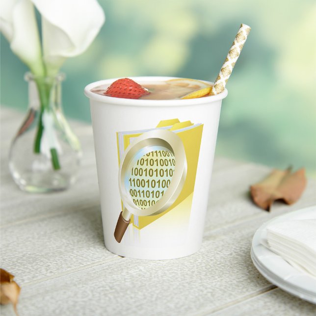 Gobelets En Papier Binary Data Magnification de verre Recherche de fi (Créateur téléchargé)