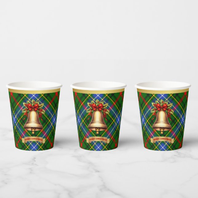 Gobelets En Papier Bisset personnalisé Tartan Christmas (Multi)