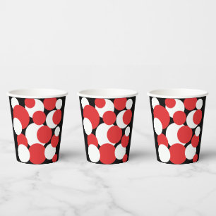 Gobelets En Papier Black and White Red Polka Dots