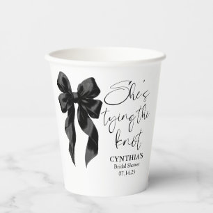 Gobelets En Papier Black Bow Elle Noue les Fils de Mariage Shower
