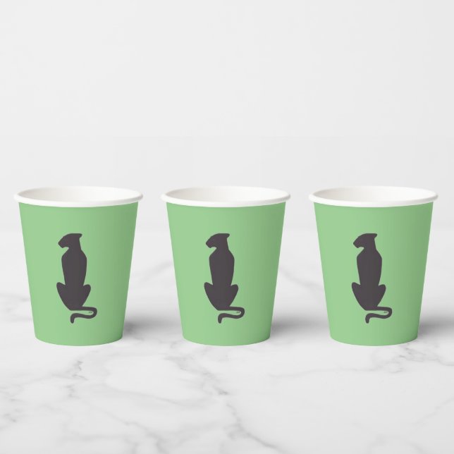 Gobelets En Papier Black Cat Silhouette tasses de papier vert (Multi)