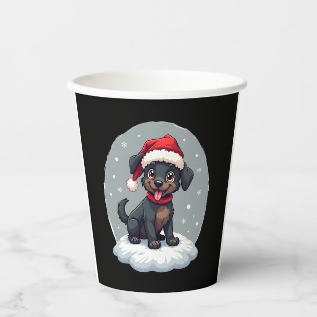 Gobelets En Papier Black Labrador Christmas Santa Hat Xmas Pajama T-S (Recto)
