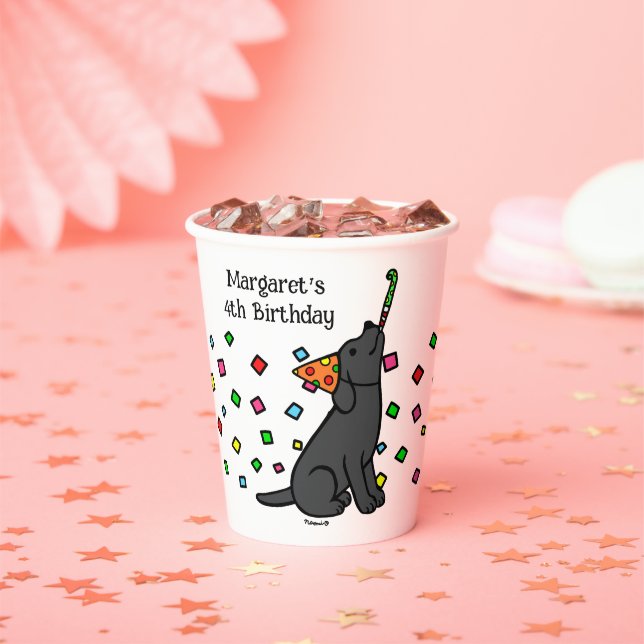 Gobelets En Papier Black Labrador Confetti fête d'anniversaire (Insitu)