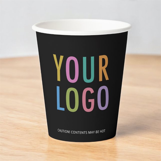 Gobelets En Papier Black Paper Cups Custom Company Logo Branded 8 oz (MISOOK Black Paper Cup with Logo)