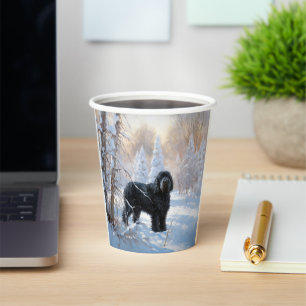 Gobelets En Papier Black Russian Terrier Laisser neiger Noël