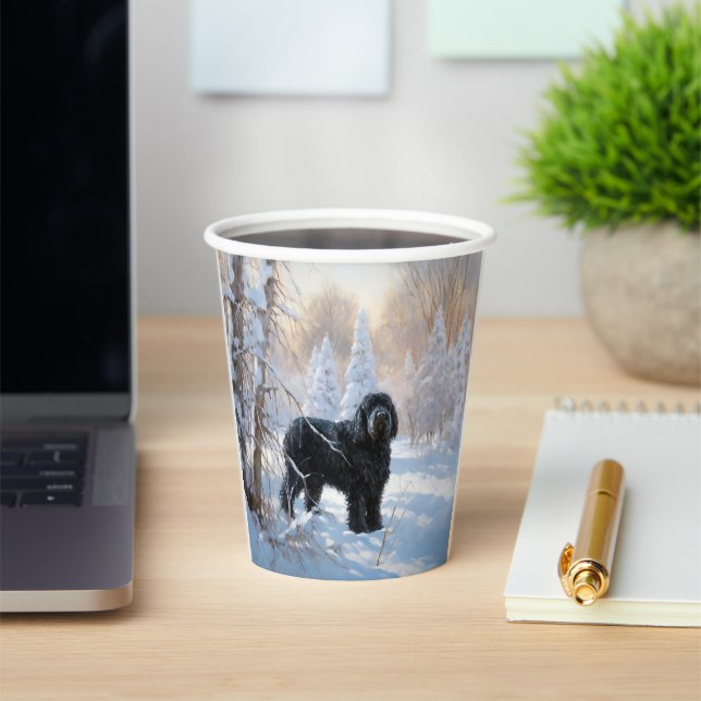Gobelets En Papier Black Russian Terrier Laisser neiger Noël (Insitu)