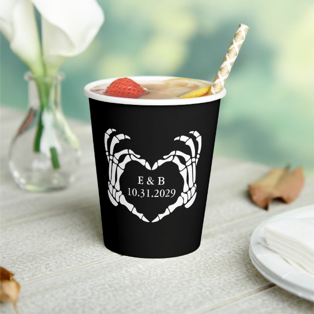 Gobelets En Papier Black Til Death Skeleton Mariage gothique (Insitu)