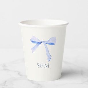 Gobelets En Papier Blanc Coupe papier Mariage à ruban bleu tendance